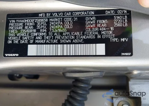 2015 Volvo Xc60 T5 Premier Plus из США, поврежденный, VIN YV440MDC6F2589658